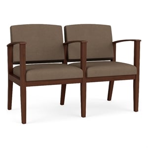 Amherst Wood Reception Waiting 2 Seat Tandem Seating / Walnut Wood / Brown