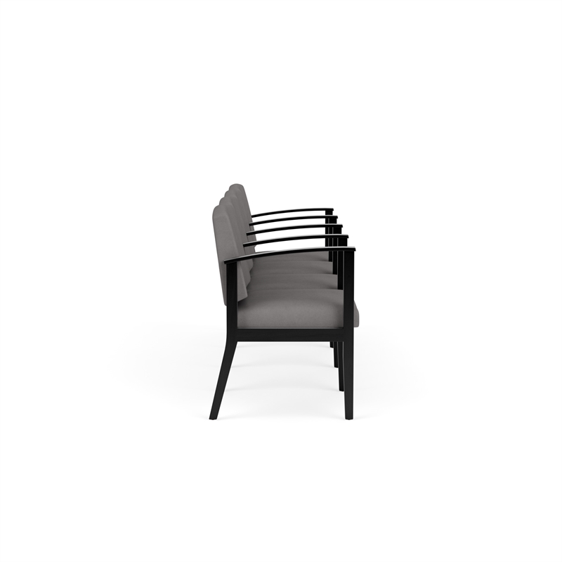 Amherst Wood Reception Waiting 4 Seat Tandem Seating / Black Wood / Light Gray