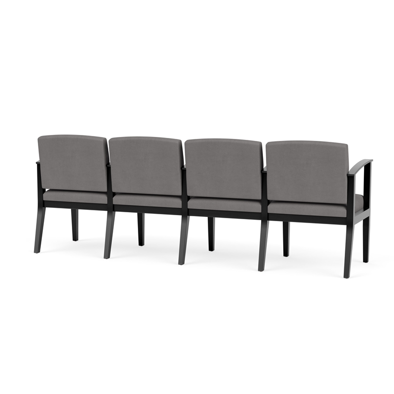 Amherst Wood Reception Waiting 4 Seat Tandem Seating / Black Wood / Light Gray