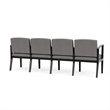Amherst Wood Reception Waiting 4 Seat Tandem Seating / Black Wood / Light Gray
