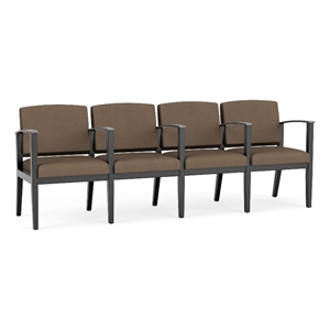 Amherst Wood Reception Waiting 4 Seat Tandem Seating / Black Wood / Brown
