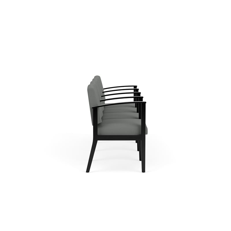 Amherst Wood Reception Waiting 4 Seat Tandem Seating / Black Wood / Light Gray
