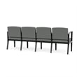 Amherst Wood Reception Waiting 4 Seat Tandem Seating / Black Wood / Light Gray