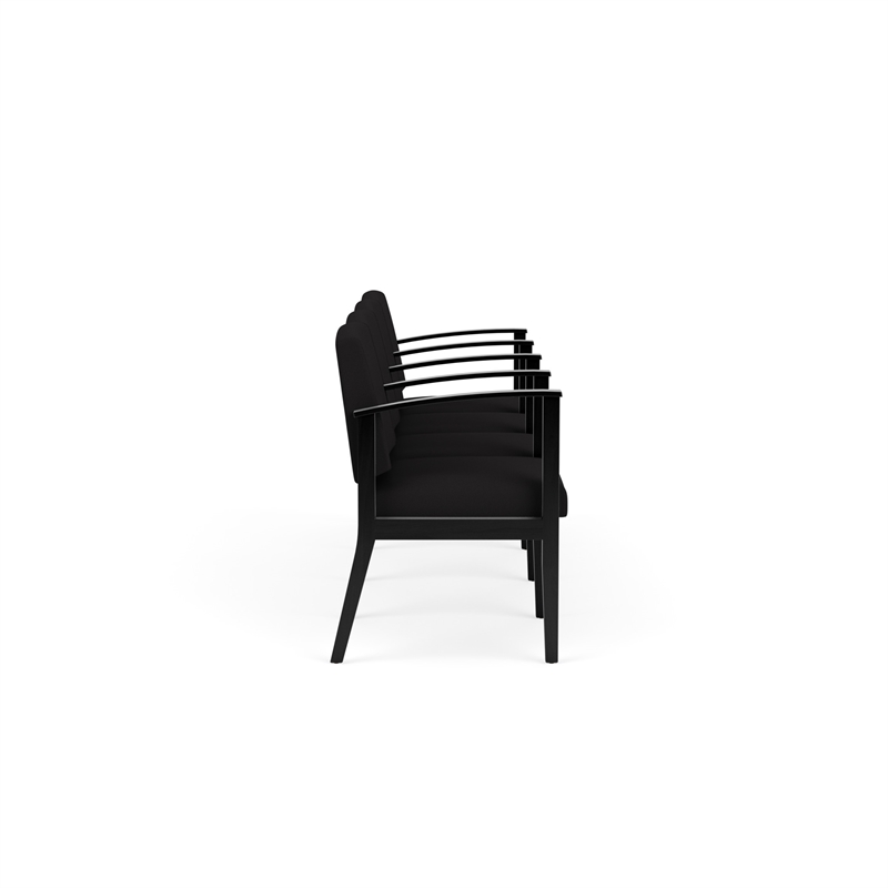 Amherst Wood Reception Waiting 4 Seat Tandem Seating / Black Wood / Black