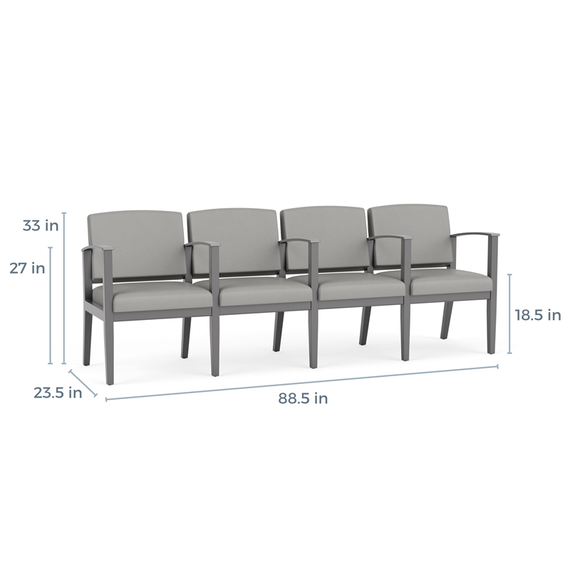 Amherst Wood Reception Waiting 4 Seat Tandem Seating / Black Wood / Black