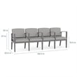 Amherst Wood Reception Waiting 4 Seat Tandem Seating / Black Wood / Blue