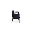 Amherst Wood Reception Waiting 4 Seat Tandem Seating / Black Wood / Navy Blue