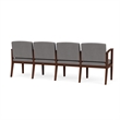 Amherst Wood Reception Waiting 4 Seat Tandem Seating / Walnut Wood / Light Gray