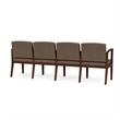Amherst Wood Reception Waiting 4 Seat Tandem Seating / Walnut Wood / Brown