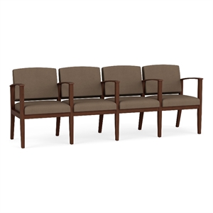 Amherst Wood Reception Waiting 4 Seat Tandem Seating / Walnut Wood / Brown