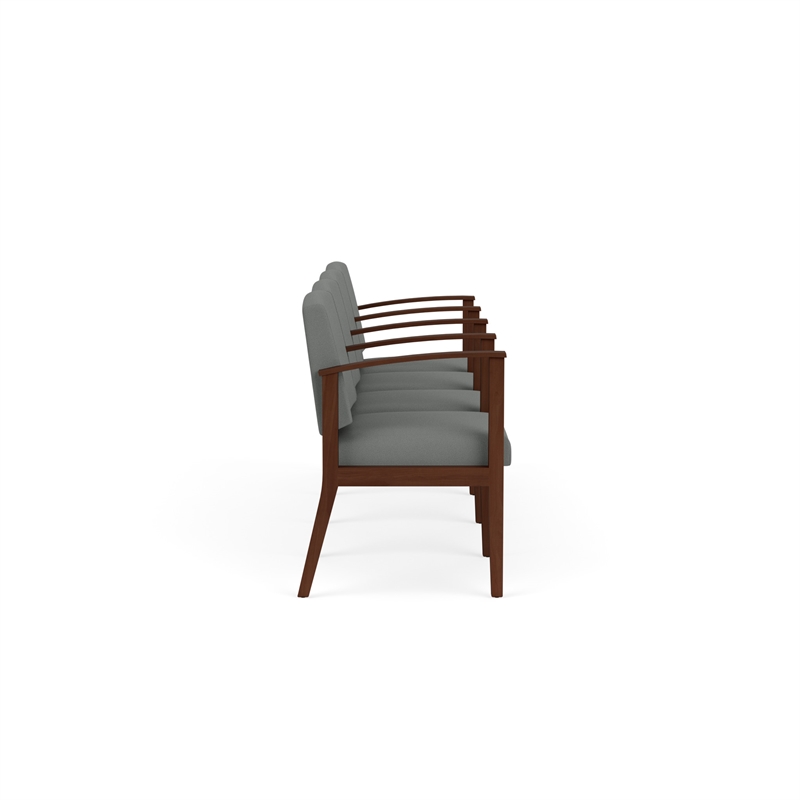 Amherst Wood Reception Waiting 4 Seat Tandem Seating / Walnut Wood / Light Gray