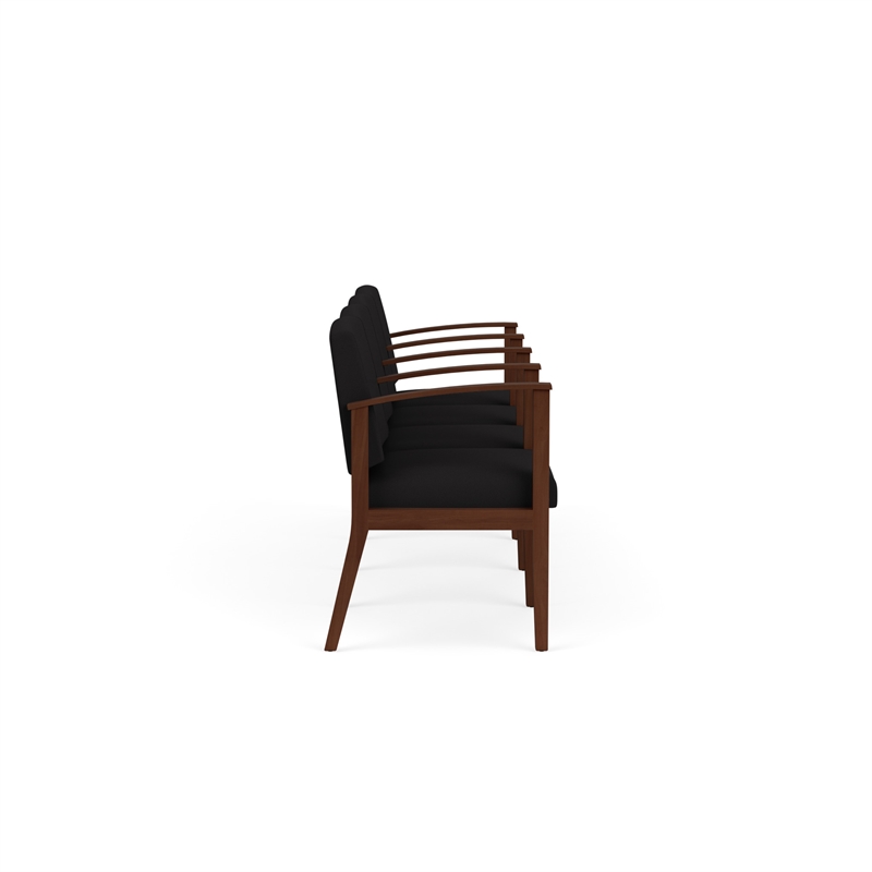 Amherst Wood Reception Waiting 4 Seat Tandem Seating / Walnut Wood / Black