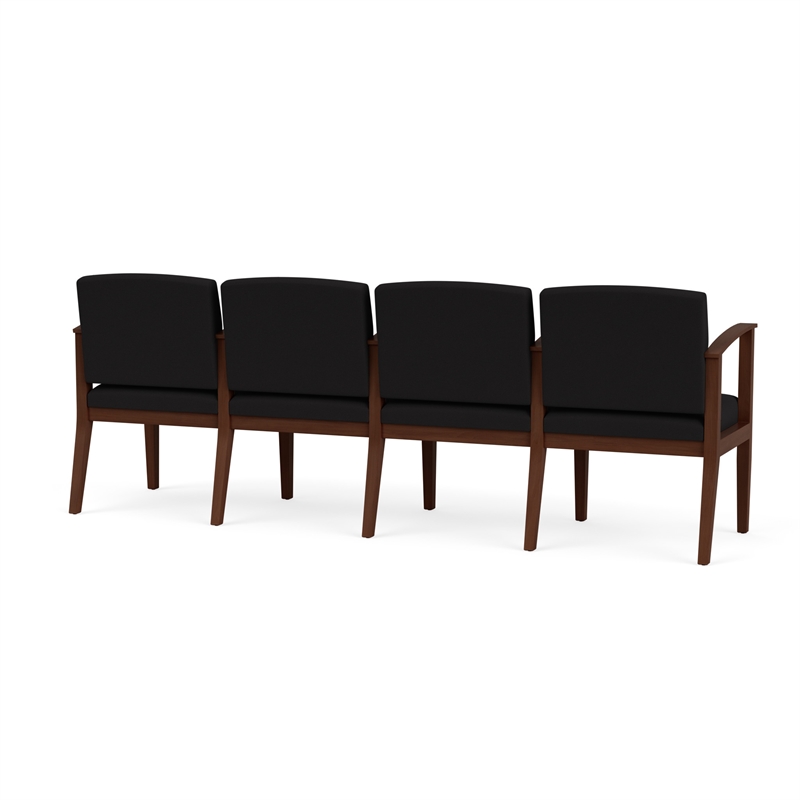 Amherst Wood Reception Waiting 4 Seat Tandem Seating / Walnut Wood / Black