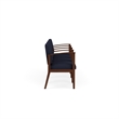Amherst Wood Reception Waiting 4 Seat Tandem Seating / Walnut Wood / Navy Blue