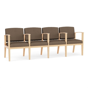 Amherst Wood Reception Waiting 4 Seat Tandem Seating / Natural Wood / Brown