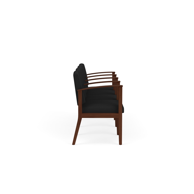 Amherst Wood Reception Waiting 4 Seat Tandem Seating / Walnut Wood / Black