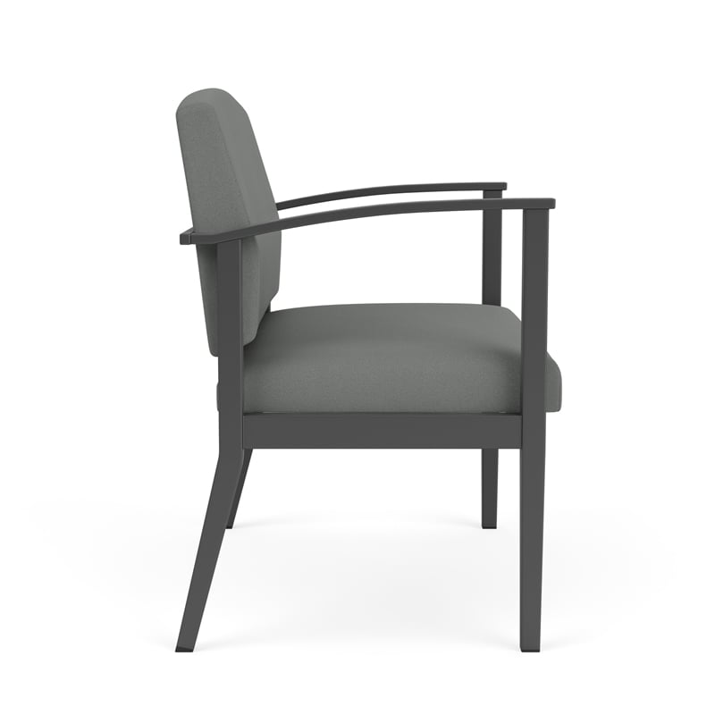 Amherst Steel Reception Waiting Bariatric Chair / Charcoal Steel / Light Gray