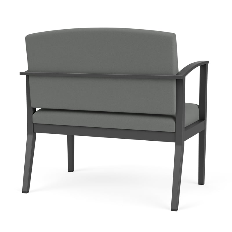 Amherst Steel Reception Waiting Bariatric Chair / Charcoal Steel / Light Gray