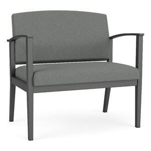 Amherst Steel Reception Waiting Bariatric Chair / Charcoal Steel / Light Gray