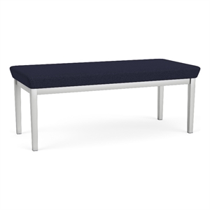 Amherst Steel Reception Waiting 18.5&quot 2 Seat Bench / Silver Steel / Navy Blue