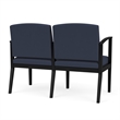 Amherst Steel Reception Waiting Room 2-Seat Chair / Black Steel / Blue