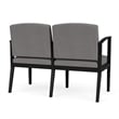 Amherst Steel Reception Waiting 2-Seat Chair / Black Steel / Light Gray