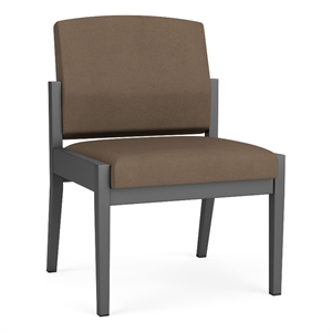 Amherst Steel Reception Waiting Armless Guest Chair / Charcoal Steel / Brown