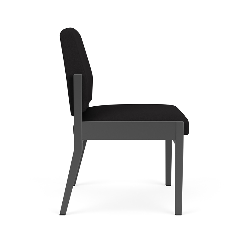 Amherst Steel Reception Waiting Armless Guest Chair / Charcoal Steel / Black