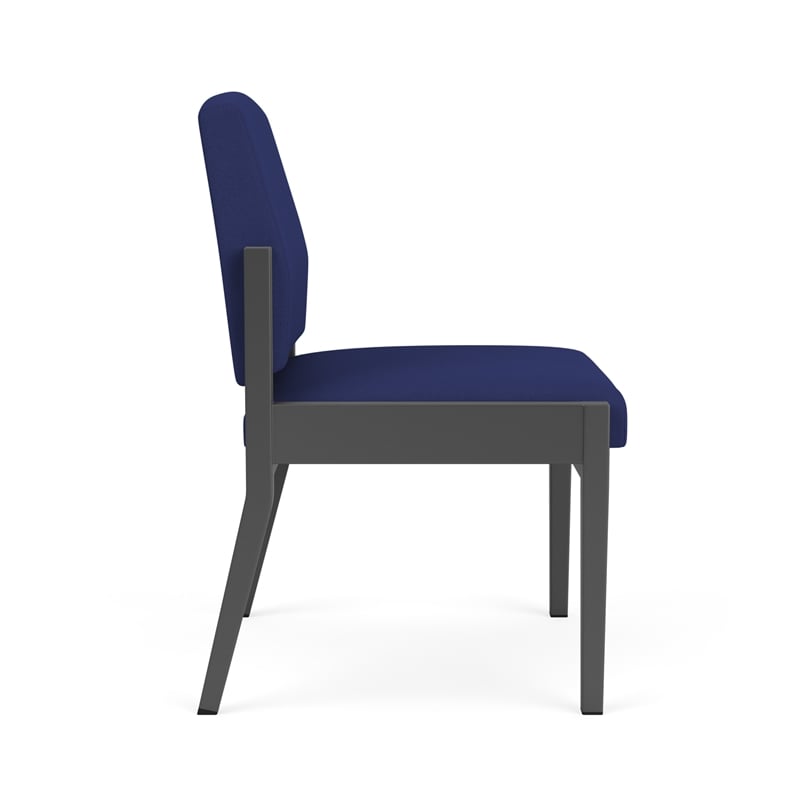 Amherst Steel Reception Waiting Armless Guest Chair / Charcoal Steel / Blue