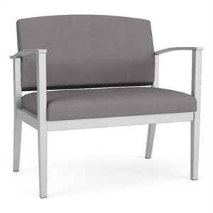 Amherst Steel Reception Waiting Bariatric Chair / Silver Steel / Light Gray