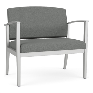 Amherst Steel Reception Waiting Bariatric Chair / Silver Steel / Light Gray