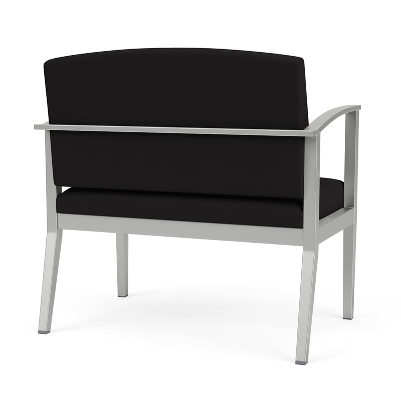 Amherst Steel Reception Waiting Bariatric Chair / Silver Steel / Black