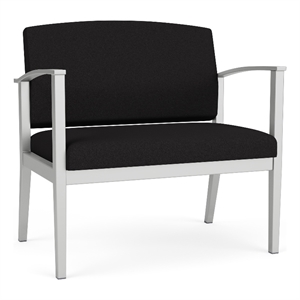 Amherst Steel Reception Waiting Bariatric Chair / Silver Steel / Black