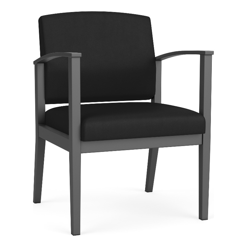 Amherst Steel Reception Waiting Room Guest Chair / Charcoal Steel / Black