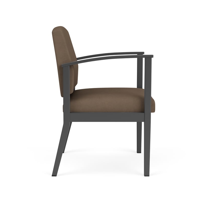 Amherst Steel Reception Waiting Room Guest Chair / Charcoal Steel / Brown
