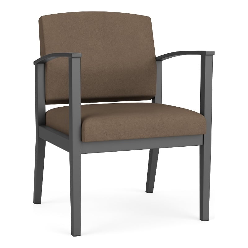 Amherst Steel Reception Waiting Room Guest Chair / Charcoal Steel / Brown