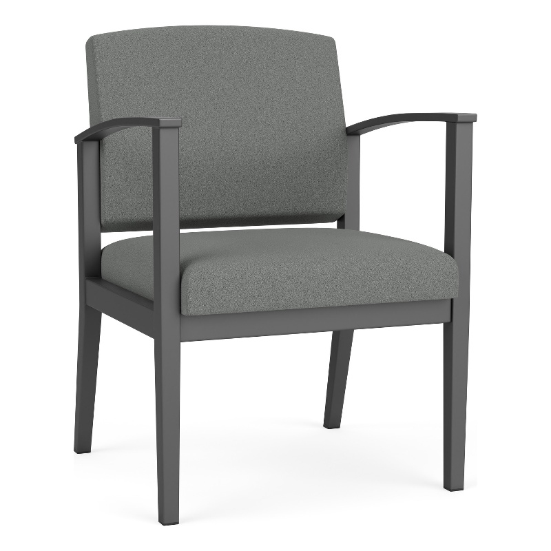 Amherst Steel Reception Waiting Guest Chair / Charcoal Steel / Light Gray
