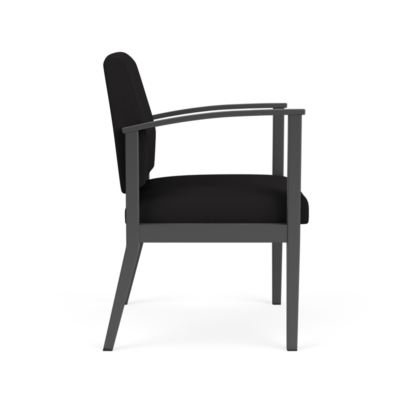 Amherst Steel Reception Waiting Room Guest Chair / Charcoal Steel / Black