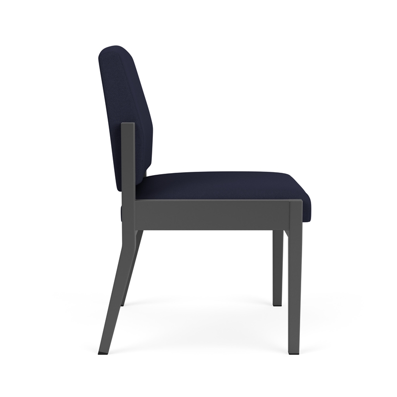 Amherst Steel Reception Waiting Armless Guest Chair / Charcoal Steel / Navy Blue