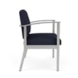 Amherst Steel Reception Waiting Bariatric Chair / Silver Steel / Navy Blue