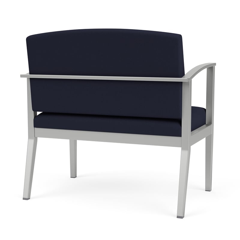 Amherst Steel Reception Waiting Bariatric Chair / Silver Steel / Navy Blue