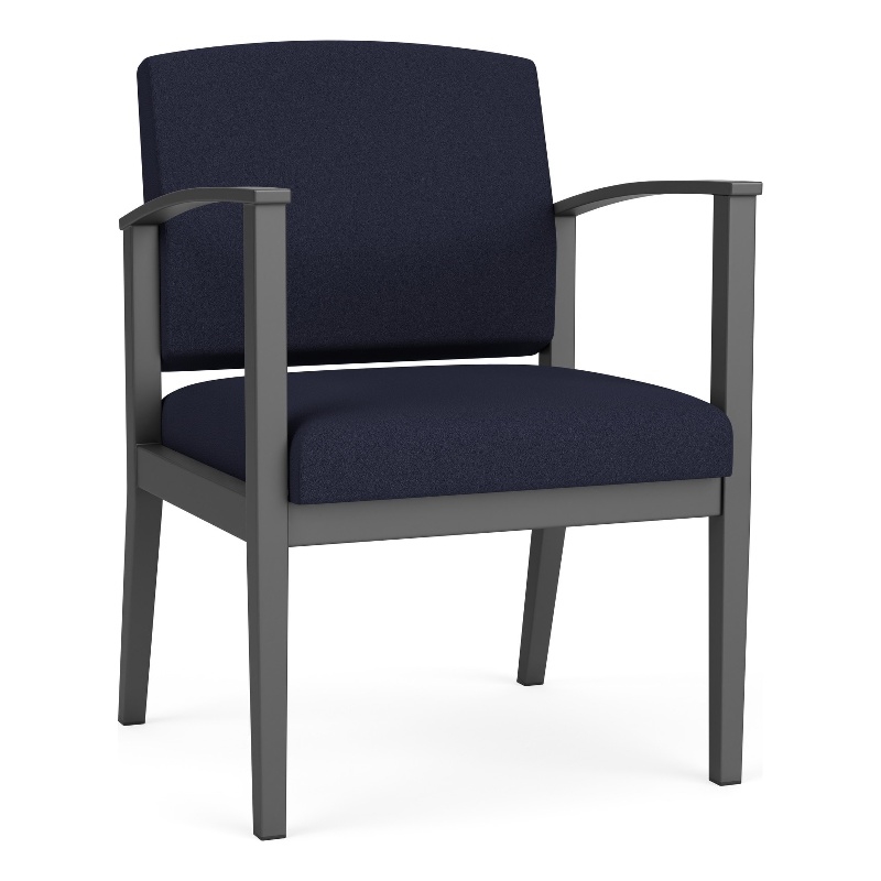 Amherst Steel Reception Waiting Guest Chair / Charcoal Steel / Navy Blue