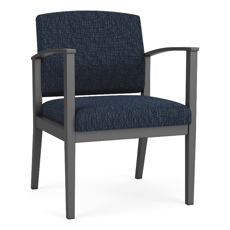 Amherst Steel Reception Waiting Room Guest Chair / Charcoal Steel / Blue