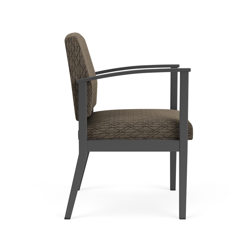 Amherst Steel Reception Waiting Room Guest Chair / Charcoal Steel / Brown