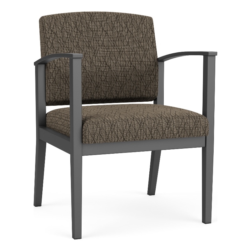 Amherst Steel Reception Waiting Room Guest Chair / Charcoal Steel / Brown