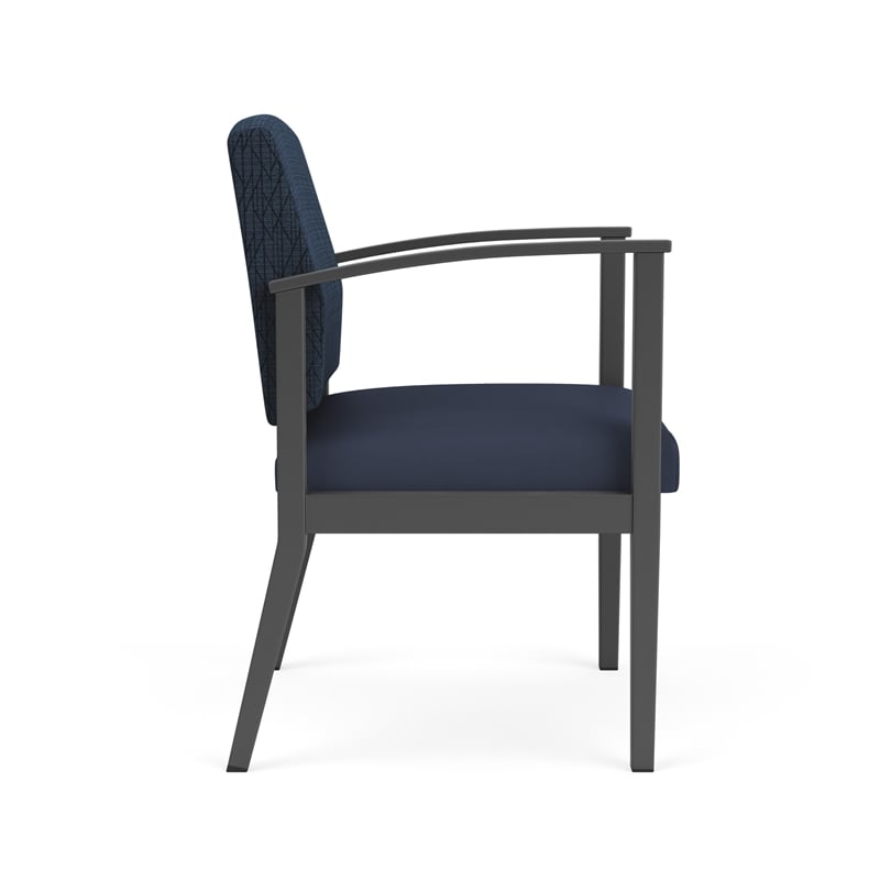 Amherst Steel Reception Waiting Guest Chair / Charcoal Steel / Blue / Blue