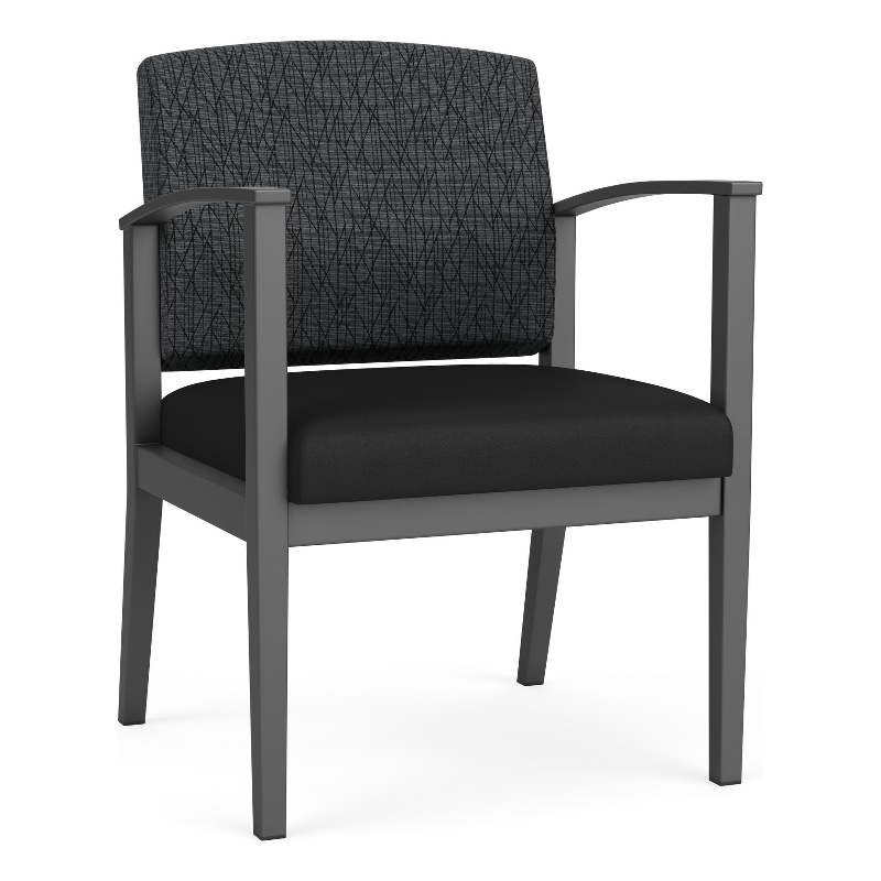 Amherst Steel Reception Waiting Guest Chair / Charcoal Steel / Dark Gray / Black