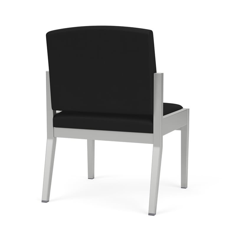 Amherst Steel Reception Waiting Armless Guest Chair / Silver Steel / Black