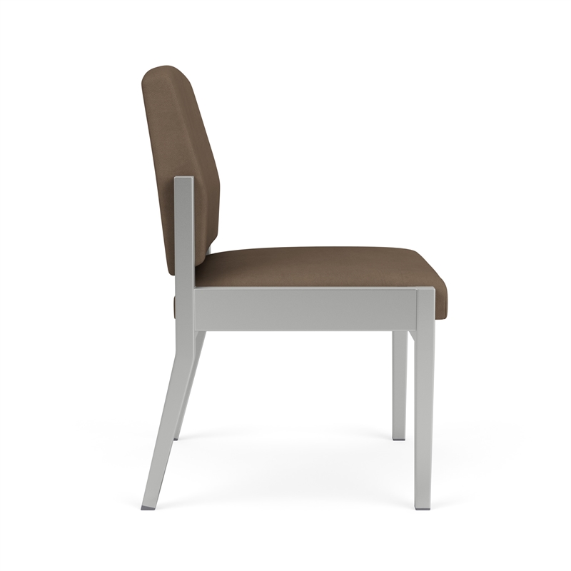 Amherst Steel Reception Waiting Armless Guest Chair / Silver Steel / Brown