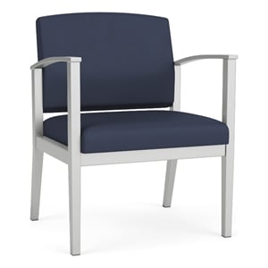 Amherst Steel Reception Waiting Oversize Guest Chair / Silver Steel / Blue
